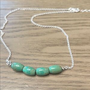 Sterling Silver Turquoise Barrel Necklace